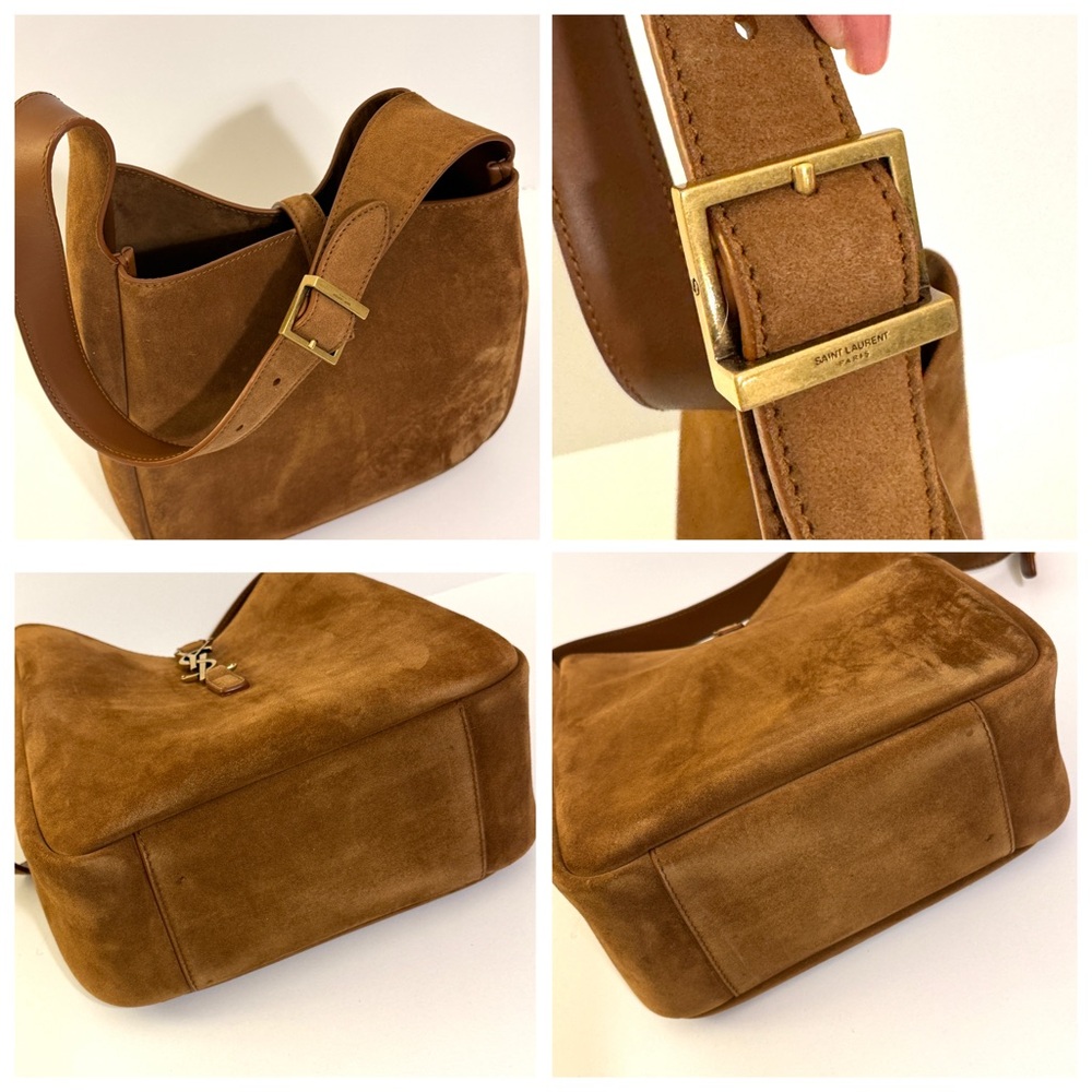 YSL Yves Saint Laurent 5 A 7 Brown Suede Supple Shoulder Hobo Bag - Picture 8 of 14